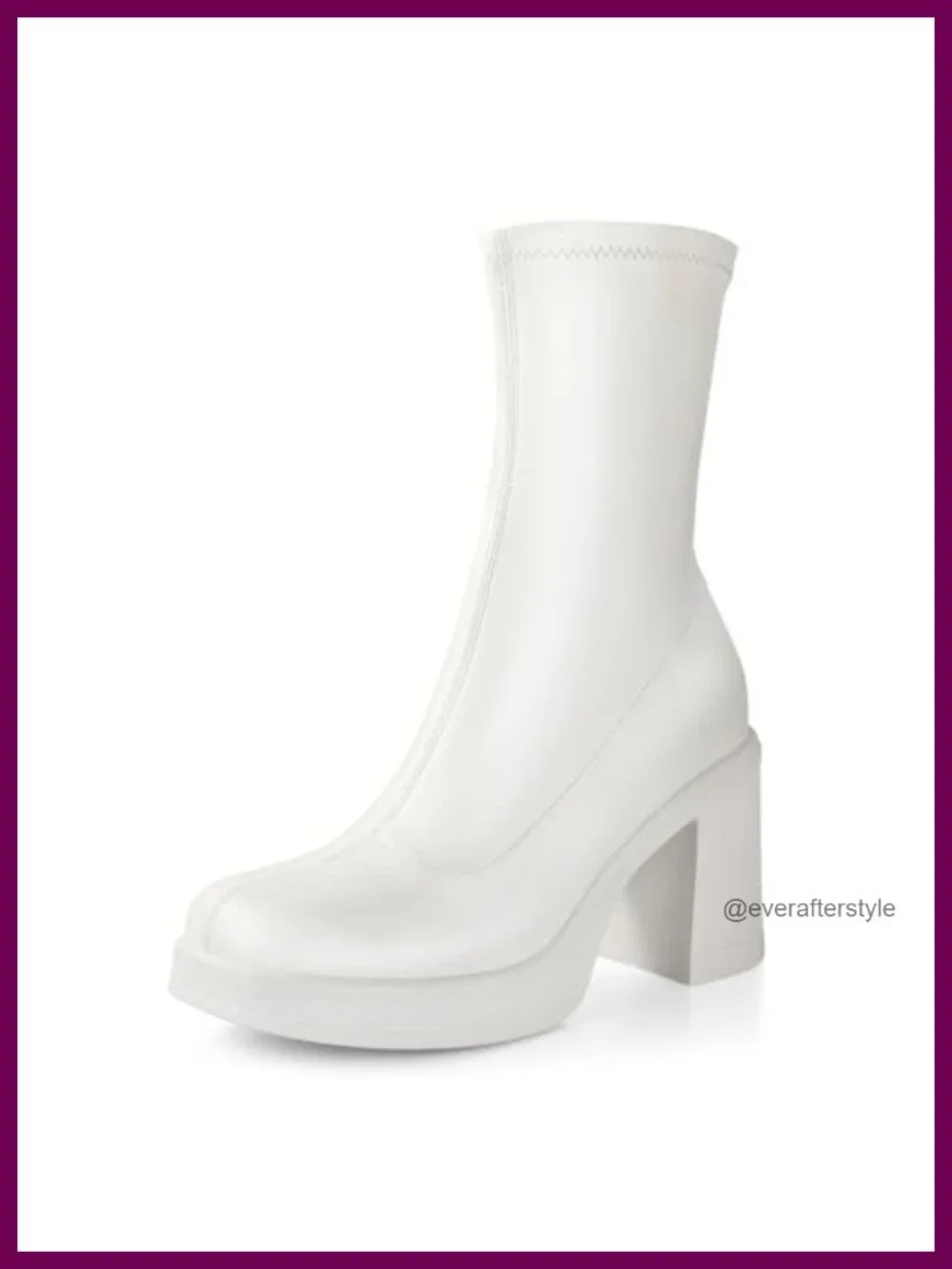 Chunky High Heel Platform Ankle Boots with Side Zipper PU Leather Square Toe